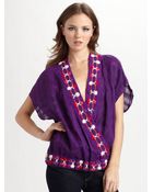 Tory Burch Embroidered Crossover Tunic Top - Lyst