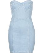Topshop Denim Bandeau Dress - Lyst