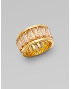 Michael Kors Goldtone Crystal Bagettes Ring - Lyst