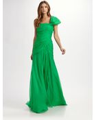 Oscar de la Renta Silk Chiffon Gown - Lyst