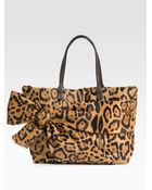 Valentino Leopard Printed Bow Tote - Lyst