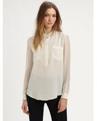 3.1 Phillip Lim Silk Chiffon Henley Shirt - Lyst