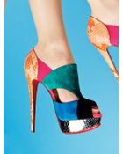 Christian Louboutin Pitou Cutout Suedepython Sandals - Lyst