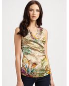 Etro Wildflowerprint Stretch Silk Top - Lyst
