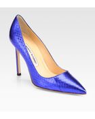Manolo Blahnik Bb Metallic Snakeskin Pumps - Lyst