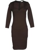 Mugler Scoop Neckline Brown Short Dress - Lyst