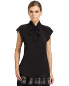Moschino Cheap & Chic Silk Tie Neck Blouse - Lyst