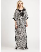 Oscar de la Renta Silk Crepe De Chine Print Caftan - Lyst