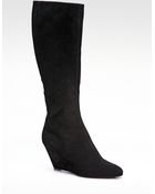 Giuseppe Zanotti Suede Kneehigh Wedge Boots - Lyst