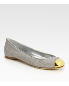 Giuseppe Zanotti Glitter Metallic Leather Ballet Flats - Lyst
