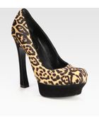 Saint Laurent Leopardprint Calf Hair Platform Pumps - Lyst