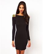 ASOS Collection Bodycon Dress with Studded Shoulder - Lyst