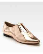 Rebecca Minkoff Carla Laceless Metallic Leather Oxfords - Lyst