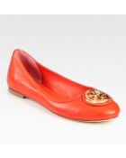 Tory Burch Selma Leather Logo Ballet Flats - Lyst