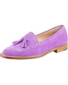 Manolo Blahnik Aldena Tasseled Suede Loafer Lavender - Lyst