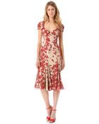 Zac Posen Short Sleeve Print Dress - Lyst