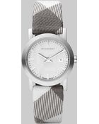 Burberry Stainless Steel Check Strap Watch - Lyst