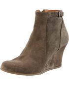 Lanvin Suede Wedge Ankle Boots - Lyst