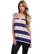 Free People Mesh Stripe Top - Lyst