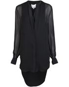 3.1 Phillip Lim Long Sleeve Silk Dress - Lyst