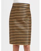Burberry Prorsum Striped Raffia Weave Skirt - Lyst