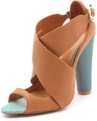 Cynthia Rowley Leather Crisscross Sandals - Lyst