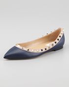 Valentino Rockstud Leather Ballerina Flat - Lyst