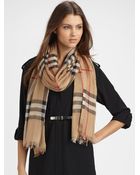 Burberry Giant Check Gauze Scarf - Lyst