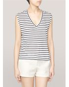 Alice + Olivia Sleeveless Striped Tshirt - Lyst