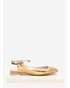 Chloé Metallic Leather Anklestrap Flats - Lyst