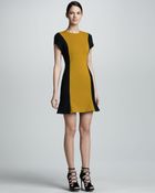 Jason Wu Color-block Wool Crepe Dress, Gold/black - Lyst