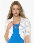 Lauren by Ralph Lauren Pointelle Knit Linen Shrug - Lyst