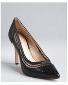 Pour La Victoire Black Snake Embossed Leather Zigzag Trim 'Cailyn' Pumps - Lyst