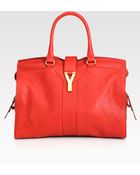Saint Laurent Cabas Chyc Leather Medium East West Satchel - Lyst