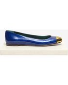 Sergio Rossi Metal Toe Cap Patent Ballerina Flats - Lyst