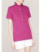 Tory Burch Lidia Ruffle Neckline Polo Shirt - Lyst