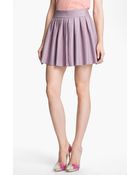 Alice + Olivia Pleated Leather Skirt - Lyst