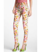 MSGM Floral Print Skinny Jeans - Lyst