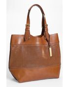 Vince Camuto Perforated Leather Tote - Lyst