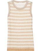 Oscar de la Renta Striped Metallic Silkblend Top - Lyst