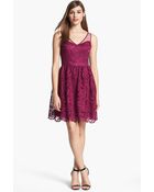 Adrianna Papell Lace Fit Flare Dress - Lyst