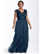 Adrianna Papell Iridescent Chiffon Petal Gown - Lyst