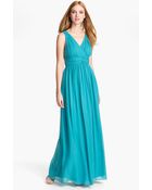 Donna Morgan Julie Twistwaist Silk Chiffon Gown - Lyst