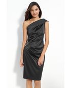 Eliza J Beaded One Shoulder Satin Dress - Lyst