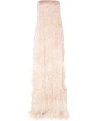 Oscar de la Renta Feathered Silk Chiffon Gown - Lyst