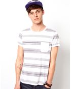 Asos Stripe T-shirt with Aztec Print - Lyst