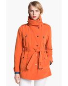 London Fog Belted Jacket with Hidden Hood - Lyst