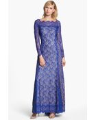 Tadashi Shoji Fitted Lace Gown - Lyst