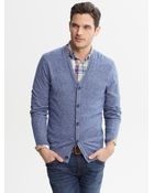Banana Republic Textured V Neck Cardigan - Lyst