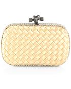 Bottega Veneta Python Accented Woven Mini Knot Clutch - Lyst